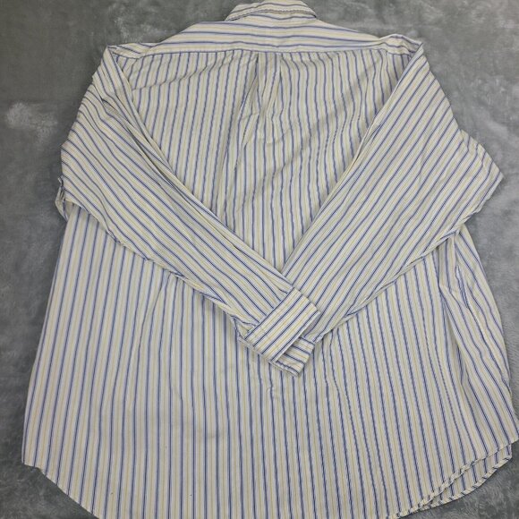 Polo Ralph Lauren Shirt Mens Large Blake‎ Two-Ply Striped Blue Yellow Size 2XL - Picture 7 of 7